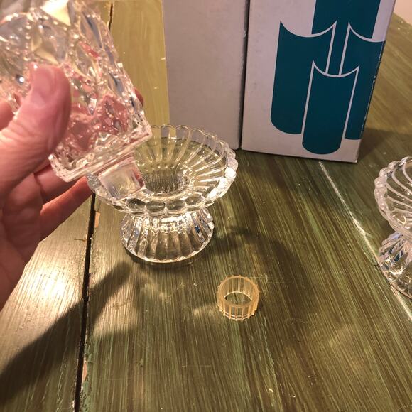 Partylite Vintage Quilted Crystal Pair Votive and Taper Candle Holders - Picture 3 of 5